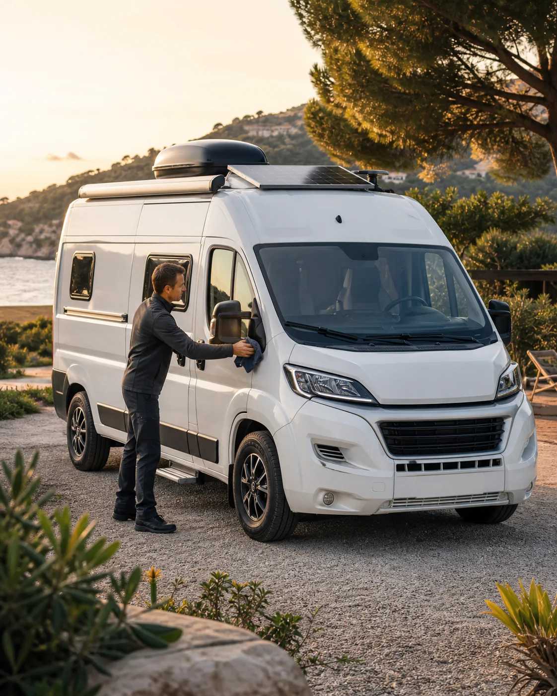 Soin mobile Nivalis sur un camping-car stationné dans les Alpes-Maritimes